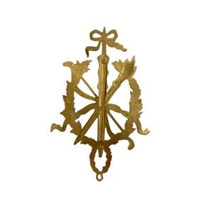 Vintage French Provincial Style Brass Fireplace Screen Embellishment Ribbon & To